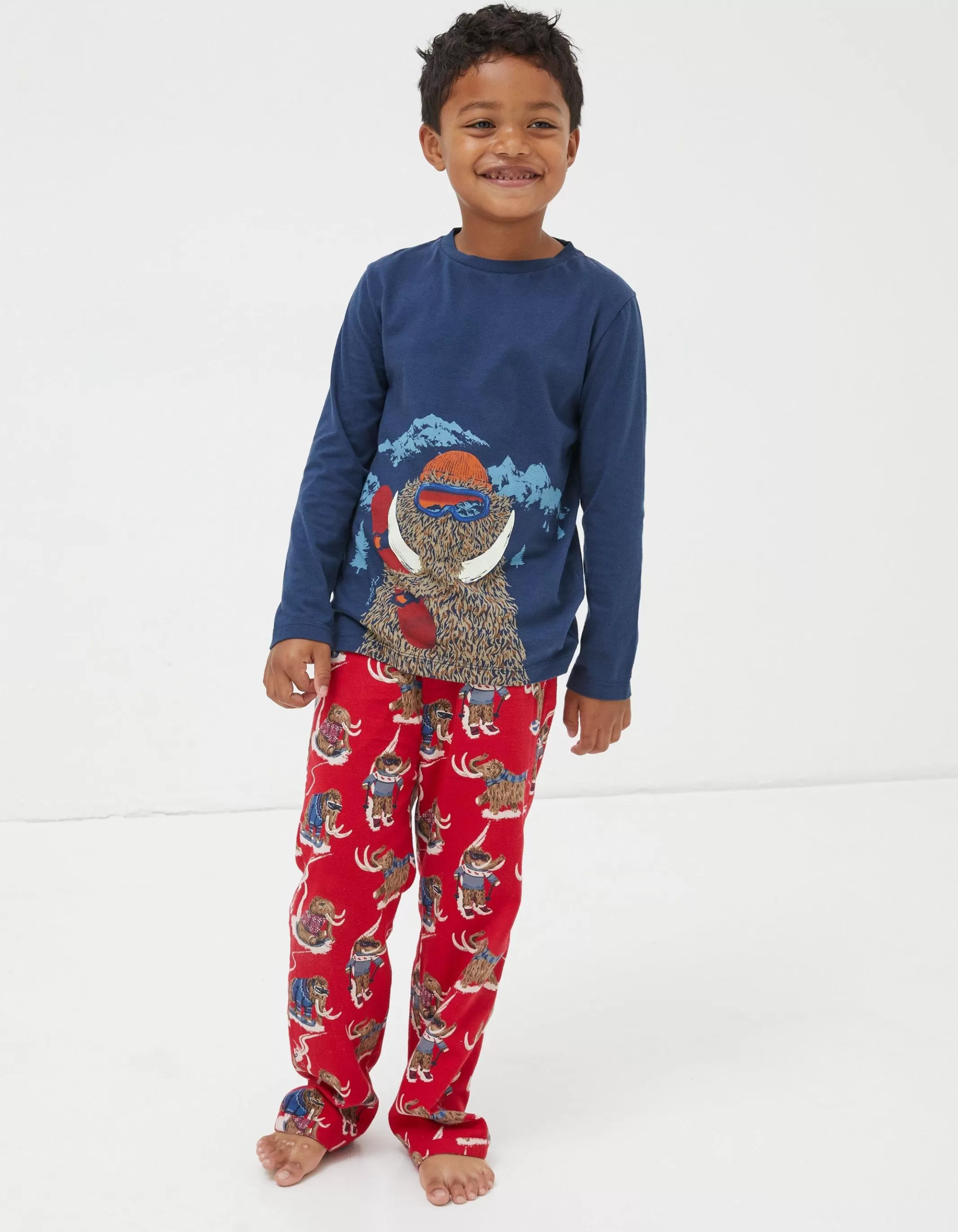 Flash Sale FatFace Wilfred Mammoth Pyjama Set Cherry Red