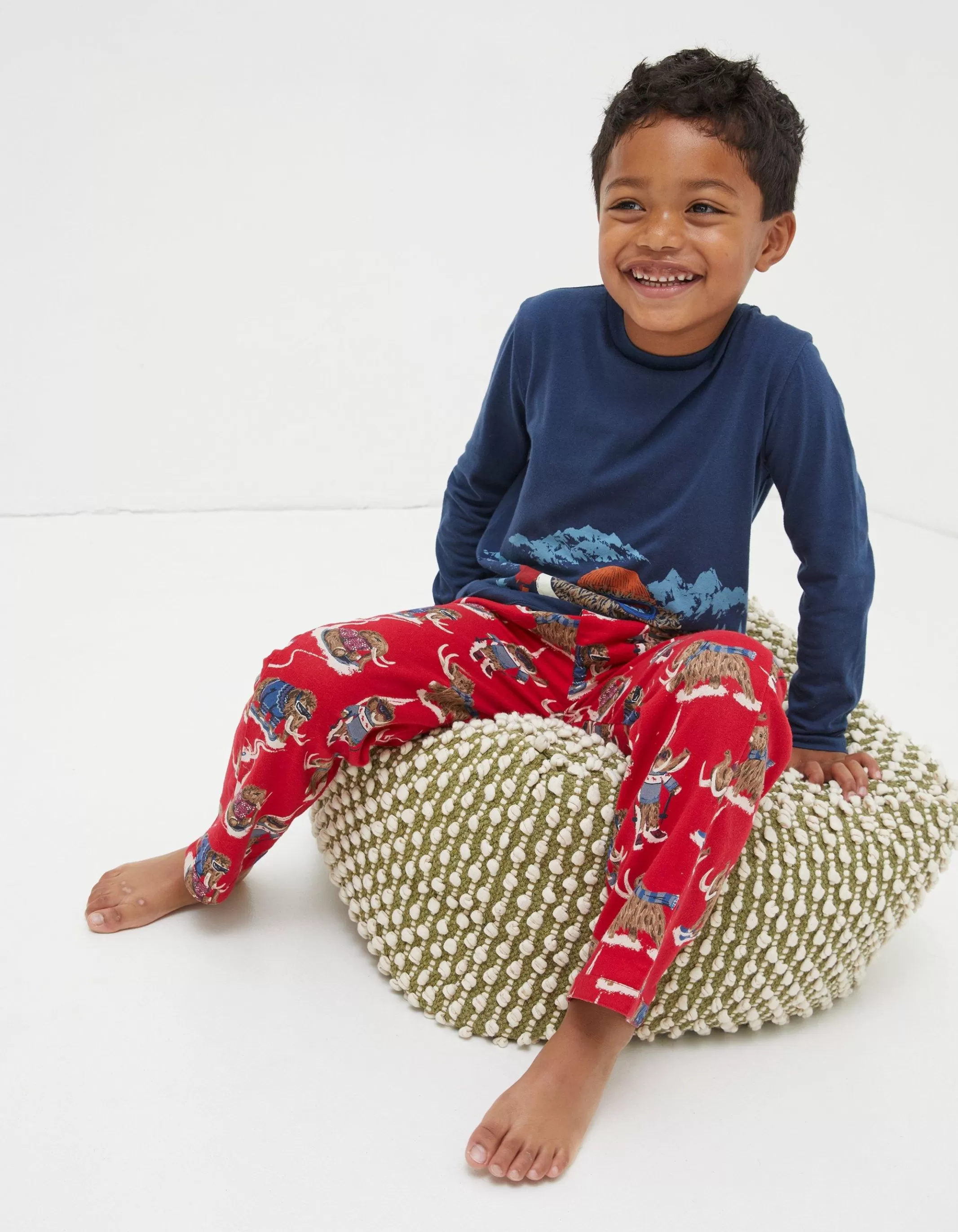 Flash Sale FatFace Wilfred Mammoth Pyjama Set Cherry Red