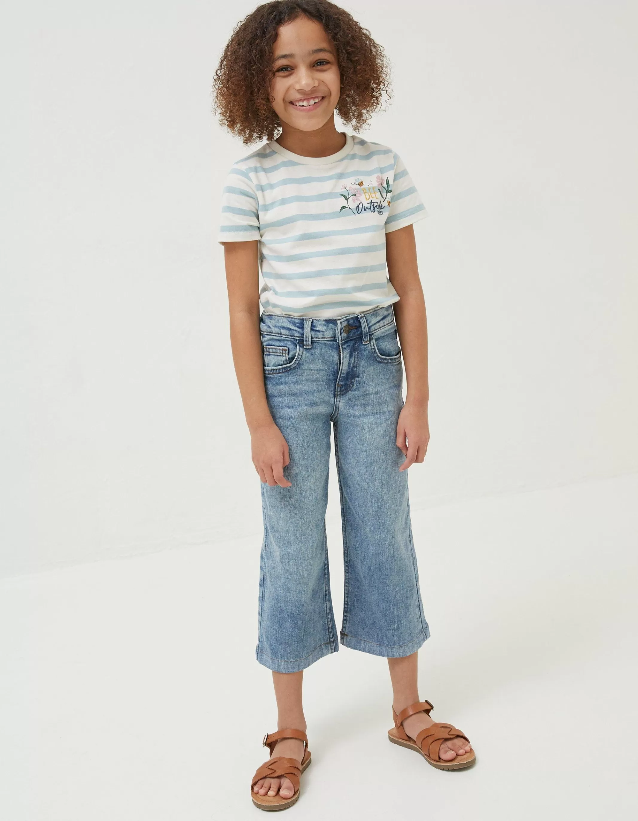 Online FatFace Willow Wide Leg Crop Jeans Light Denim