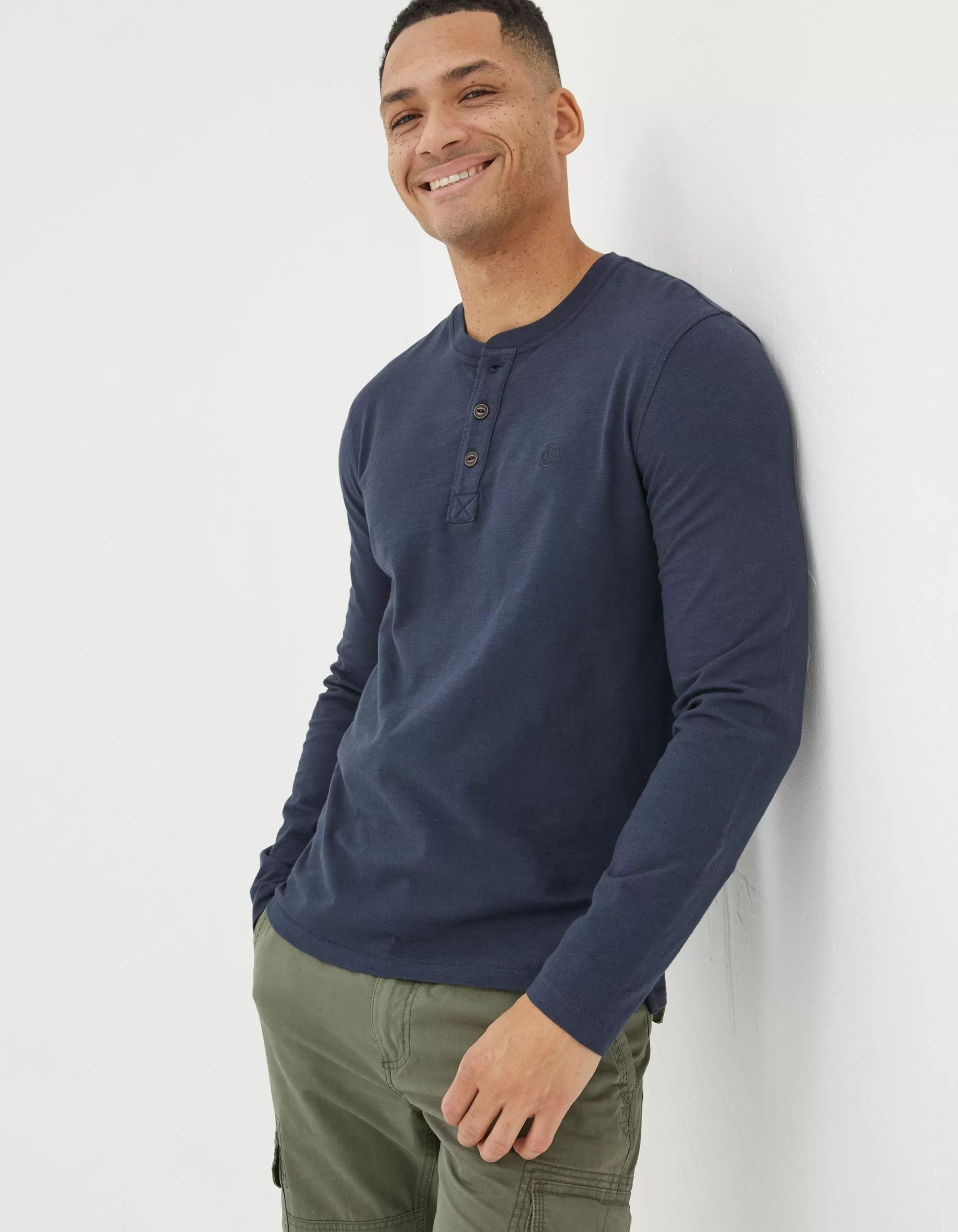 Store FatFace Woodside Slub Cotton Henley Navy