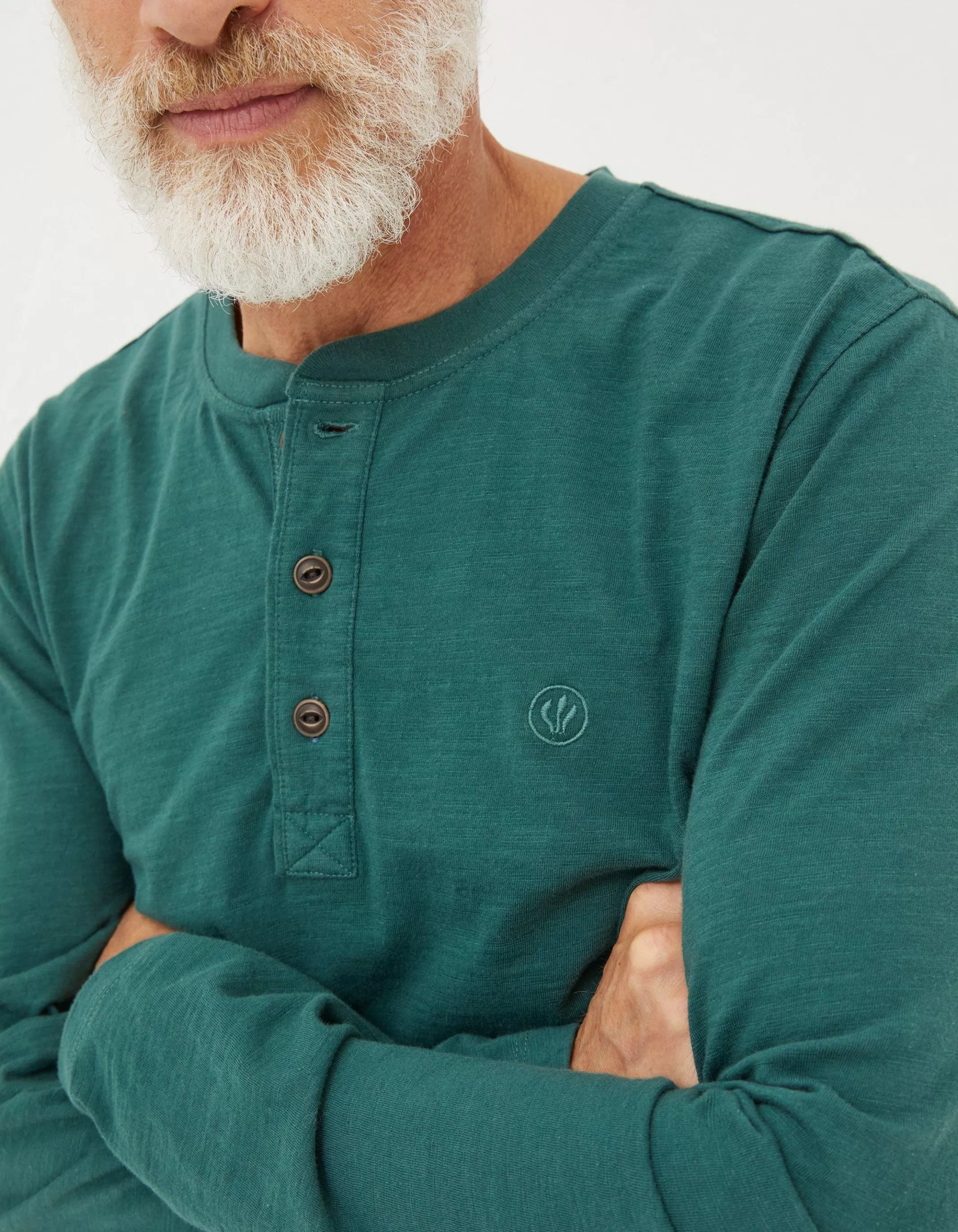 Flash Sale FatFace Woodside Slub Henley Jade Green